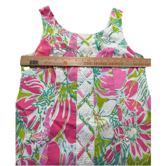 LILLY PULITZER Pink White Tropical Floral Print 100% Cotton Cathy Shift Dress 12 - Picture 5 of 9